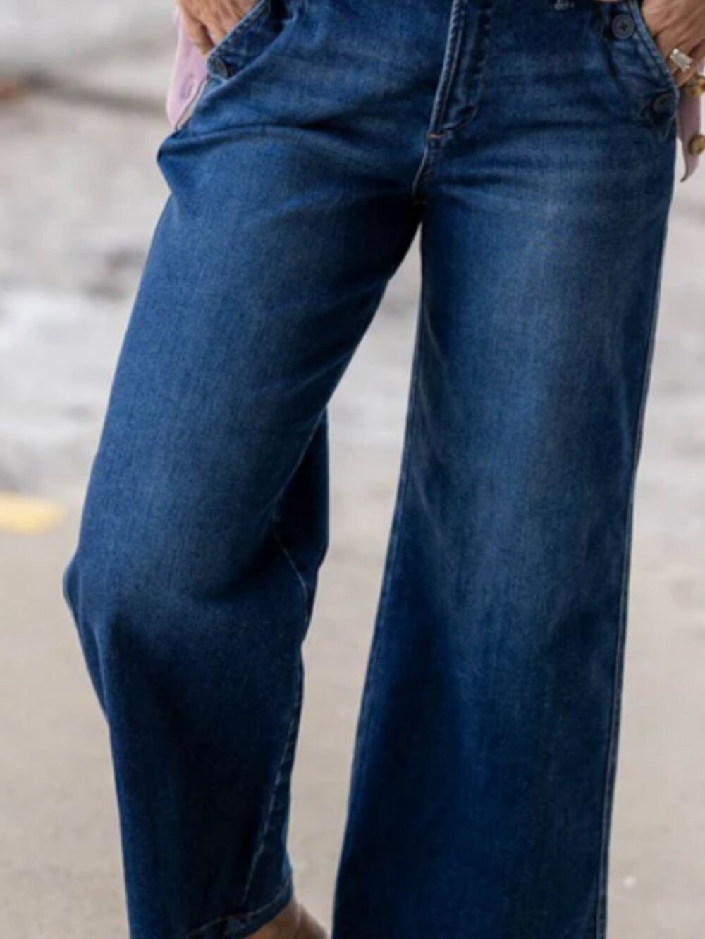 Wide-Leg Bootcut Jeans in Deep Indigo